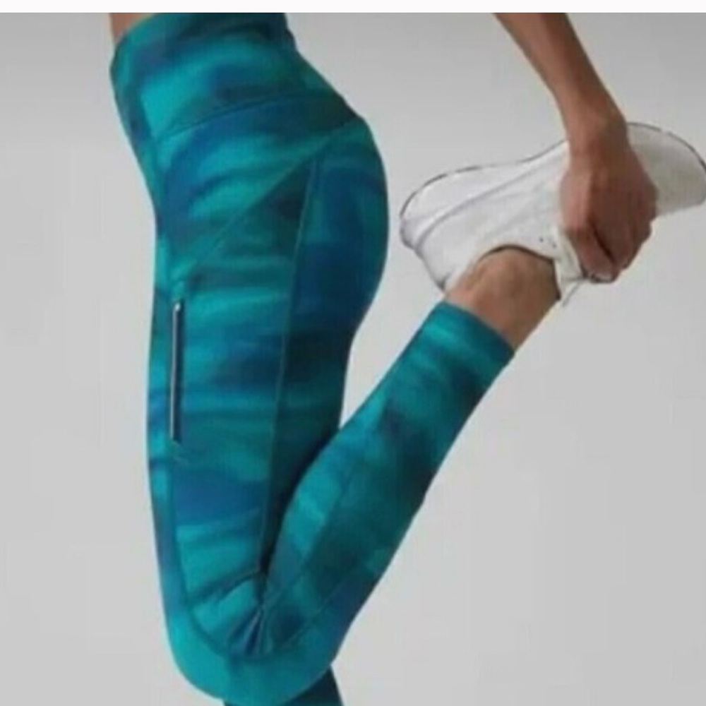 guc Athleta rwinier printed tight brilliance cool Teal Leggings - Size XS - Picture 5 of 12